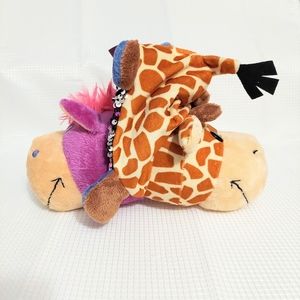 Flip-A-Zoo Geo Giraffe Ava Hippo Stuffed Animal Plush Toy Reversible Sequins 11"